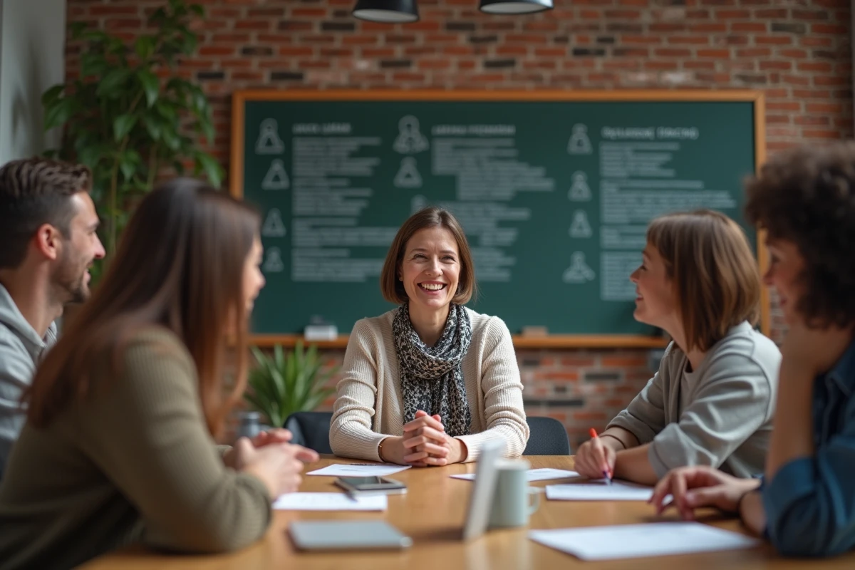Femme donnant un atelier Linux à un groupe diversifié