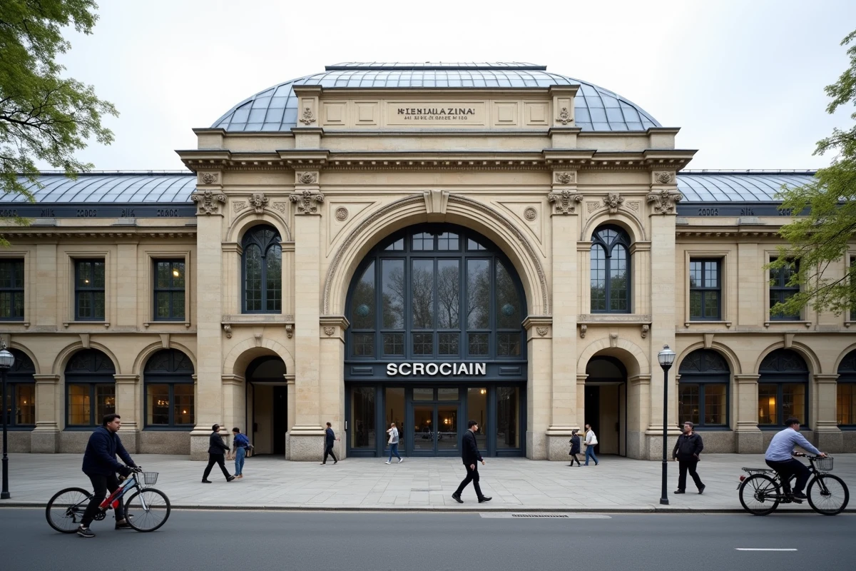 Façade extérieure du bâtiment historique de Station F à Paris, ancienne halle ferroviaire reconvertie en campus de start-up