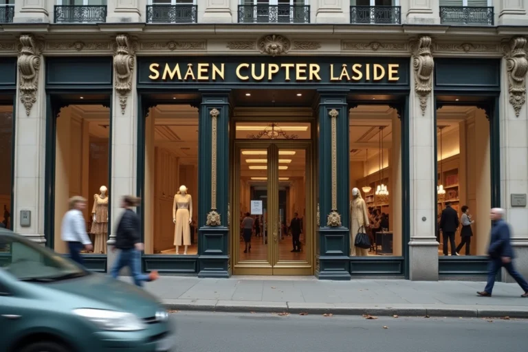 Façade d'un grand magasin Galeries Lafayette fermé en 2024 avec avis de fermeture sur la devanture